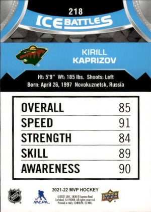 2021-22 Upper Deck MVP Hockey - Base - Ice Battles - Blue #218 Kirill Kaprizov - Minnesota Wild