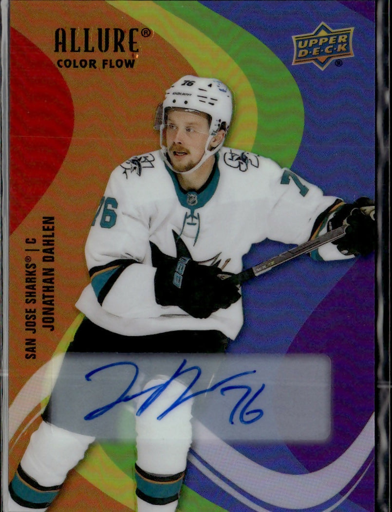 2022-23 Upper Deck Allure Hockey - Color Flow - Full Rainbow - Auto #SF-74 Jonathan Dahlen - San Jose Sharks