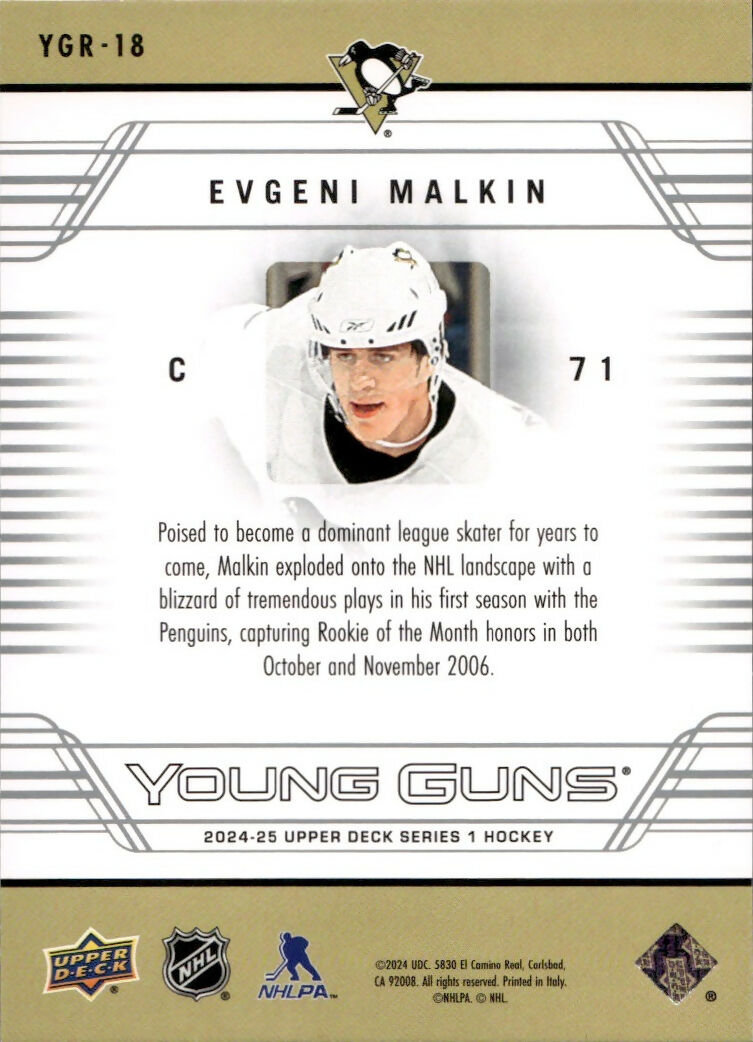 2024-25 Upper Deck Series 1 Hockey - Young Guns Renewed #YGR-18 Evgeni Malkin - Pittsburgh Penguins - B