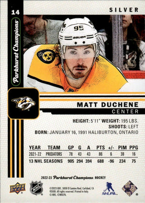 2022-23 Upper Deck Parkhurst Champions - Base - Silver #14 Matt Duchene - Nashville Predators