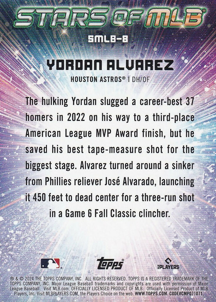2024 Topps Stars of MLB #SMLB-8 Yordan Alvarez Houston Astros