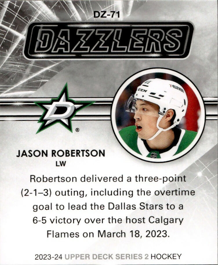 2023-24 Upper Deck Series 2 Hockey - Dazzlers - Orange #DZ-71 Jason Robertson - Dallas Stars - B