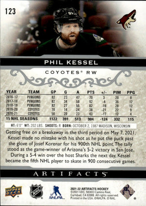 2021-22 Upper Deck Artifacts Hockey - Base - Stars  :599 #123 Phil Kessel - Arizona Coyotes - B