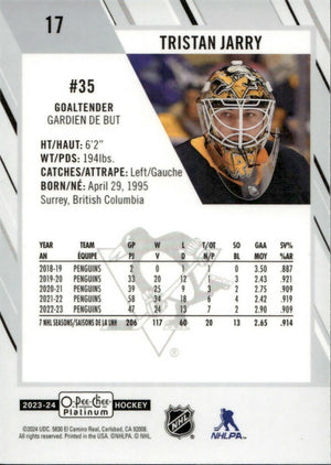 2023-24 Upper Deck O-Pee Chee Platinum Hockey - Base #17 Tristan Jarry - Pittsburgh Penguins - B