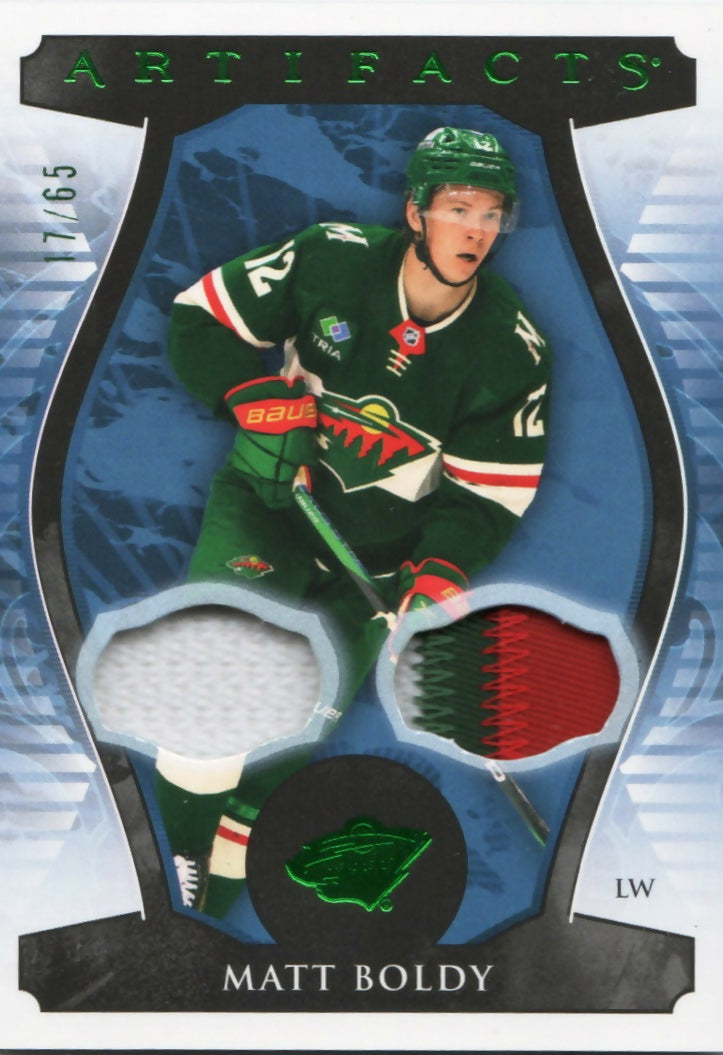 2023-24 Upper Deck Artifacts Hockey - Base - Emerald Material :65 #46 Matt Boldy - Minnesota Wild - A