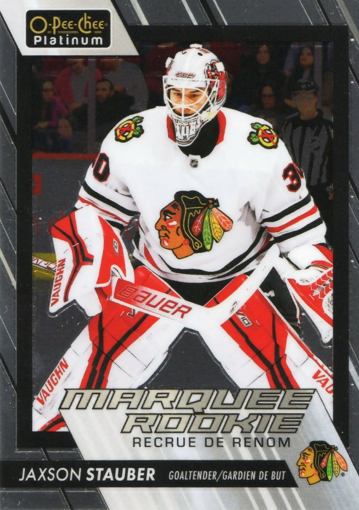 2023-24 Upper Deck O-Pee-Chee Platinum Hockey - Base - Marquee Rookie #252 Jaxson Stauber - Chicago Blackhawks - A