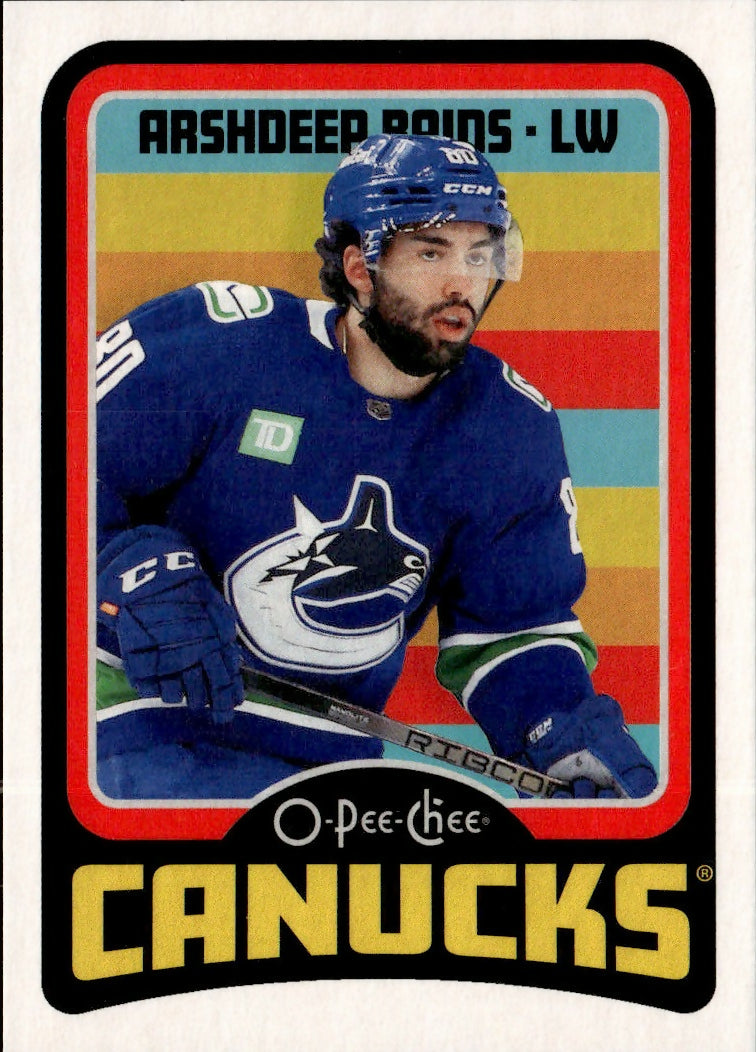 2024-25 Upper Deck O-Pee-Chee - Base - Retro - Black Back #573 Arsheep Bains - Vancouver Canucks - A
