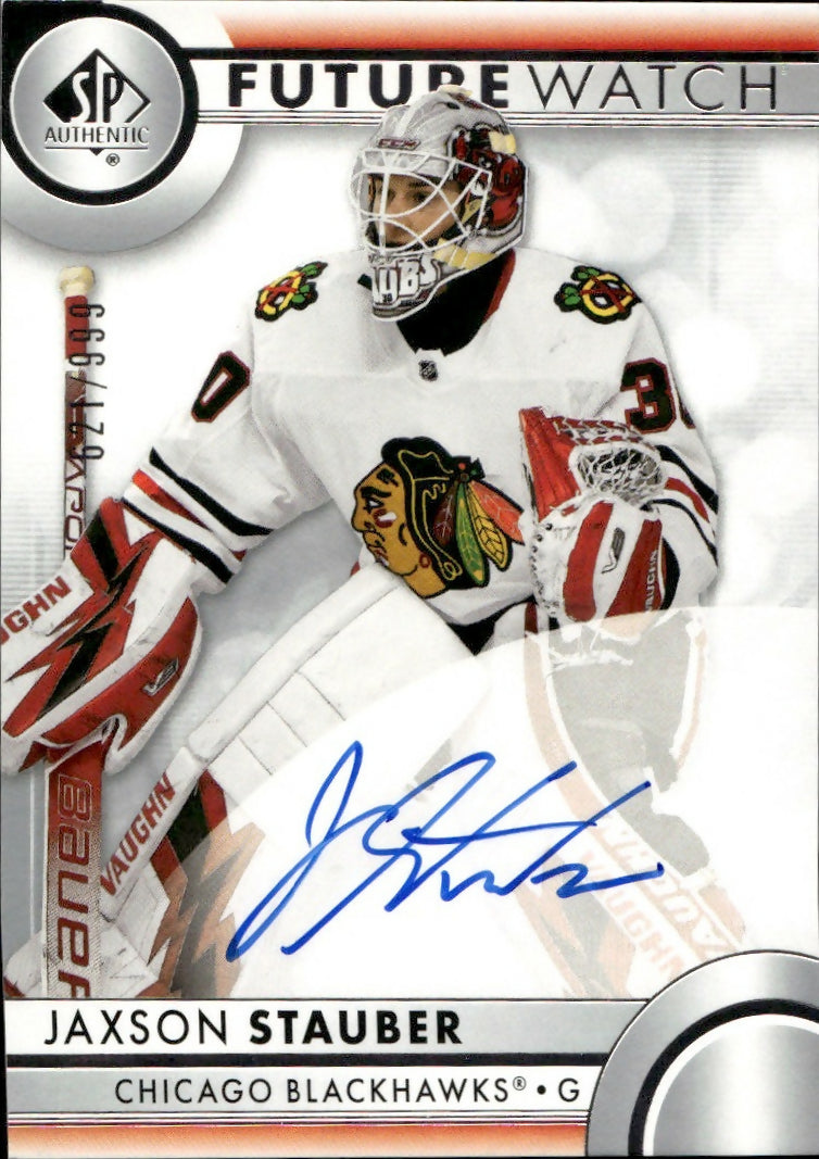 2023-24 Upper Deck SP Authentic Hockey - Base - Autographed Future Watch :999 #134 Jaxson Stauber - Chicago Blackhawks - A