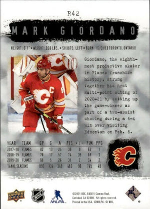 2020-21 Upper Deck Sp Authentic Hockey - 2000-01 Retro #R42 Mark Giordano - Calgary Flames