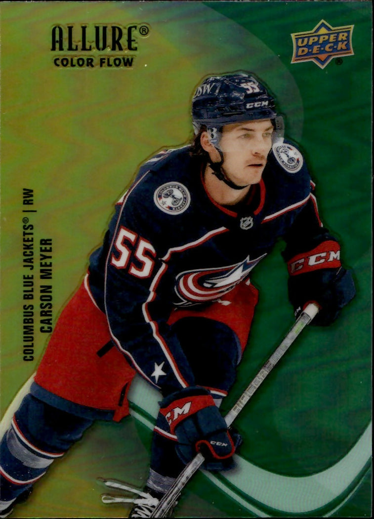 2022-23 Upper Deck Allure Hockey - Color Flow - Yellow-Green #SF-47 Carson Meyer - Columbus Blue Jackets - A