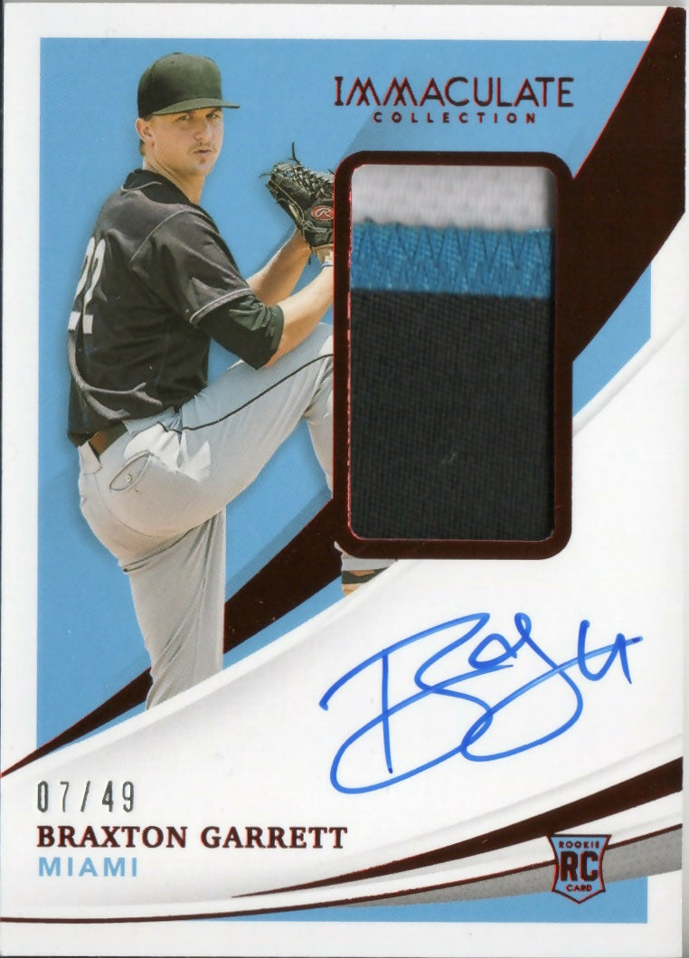 2021 Panini Immaculate Collection Baseball - [Base] - Red :49 #142 Braxton Garrett - Miami Marlins - A