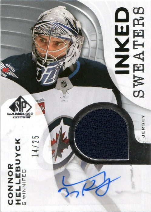 2023-24 Upper Deck SP Game Used Hockey - Inked Sweaters - Auto :25 #IS-CH Connor Hellebuyck - Winnipeg Jets - A