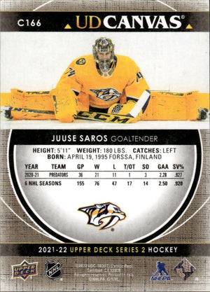 2021-22 Upper Deck Series 2 Hockey - UD Canvas #C166 Juuse Saros - Nashville Predators - B