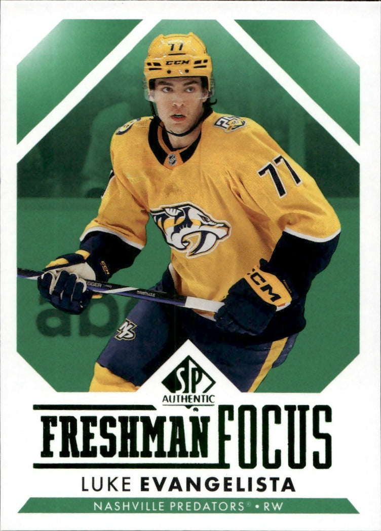 2023-24 Upper Deck SP Authentic Hockey - Freshman Focus - Green #FF-10 Luke Evangelista - Nashville Predators - A