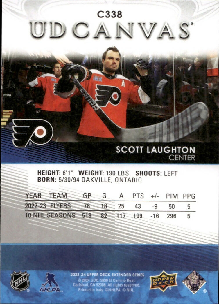 2023-24 Upper Deck Extended Series Hockey - UD Canvas - #C338 Scott Laughton - Philadelphia Flyers - B