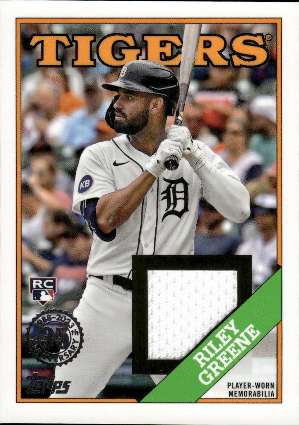 2023 Topps Series 1 Baseball - 1988 Topps Baseball Relics #88R-RG Riley Green - Detroit Tigers - A
