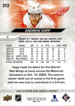 2023-24 Upper Deck Series 2 Hockey - Base #313 Andrew Copp - Detroit Red Wings