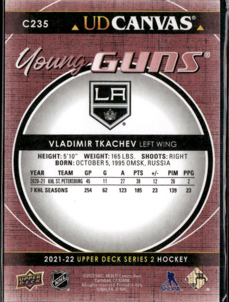 2021-22 Upper Deck UD Canvas #C235 Vladimir Tkachev Los Angeles Kings