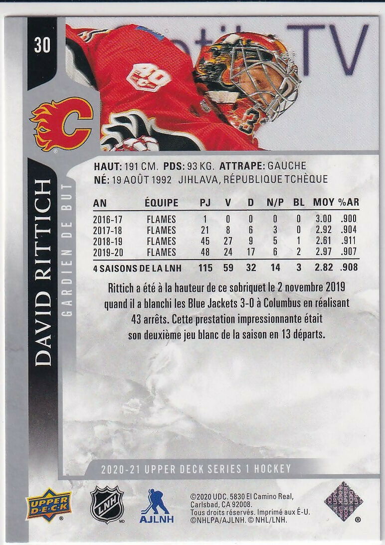 2020-21 Upper Deck French #30 David Rittich Calgary Flames