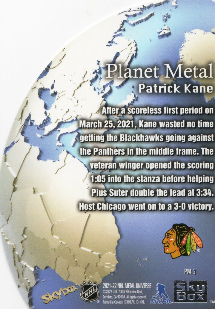 2021-22 Upper Deck Skybox Metal Universe - Planet Metal - Gold #PM-3 Patrick Kane - Chicago Blackhawks - B