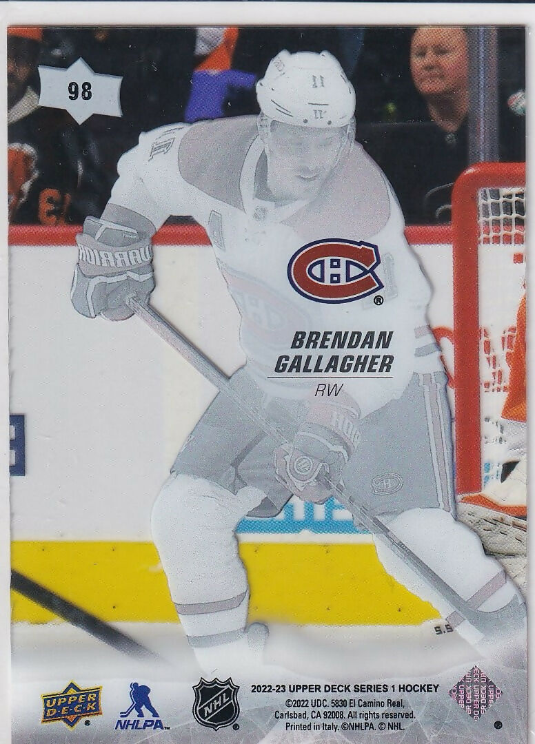 2022-23 Upper Deck Clear Cut #98 Brendan Gallagher Montreal Canadiens