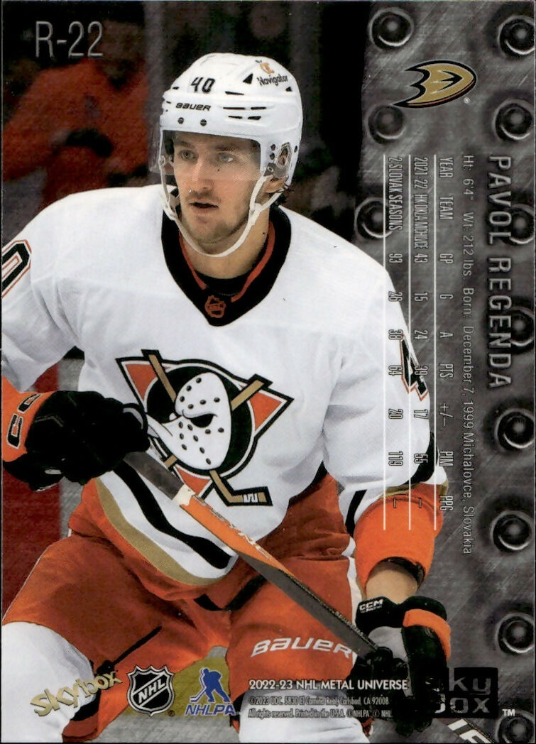 2022-23 Upper Deck Skybox Metal Universe - 1998-99 Retro Rookies #R-22 Pavol Regenda - Anaheim Ducks - B