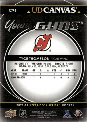 2021-22 Upper Deck Series 1 - UD Canvas - Young Guns #C96 Tyce Thompson - New Jersey Devils - B