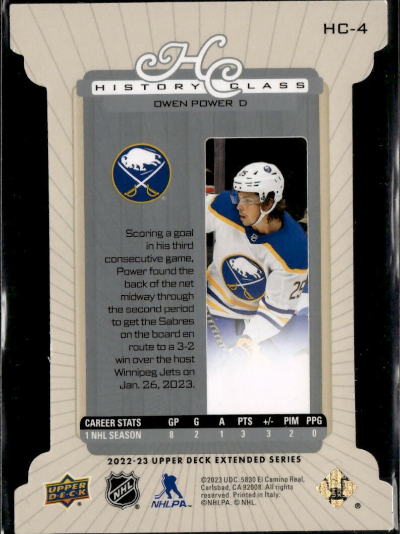 2022-23 Upper Deck 1999-00 Upper Deck Retro History Class #HC-4 Owen Power Buffalo Sabres