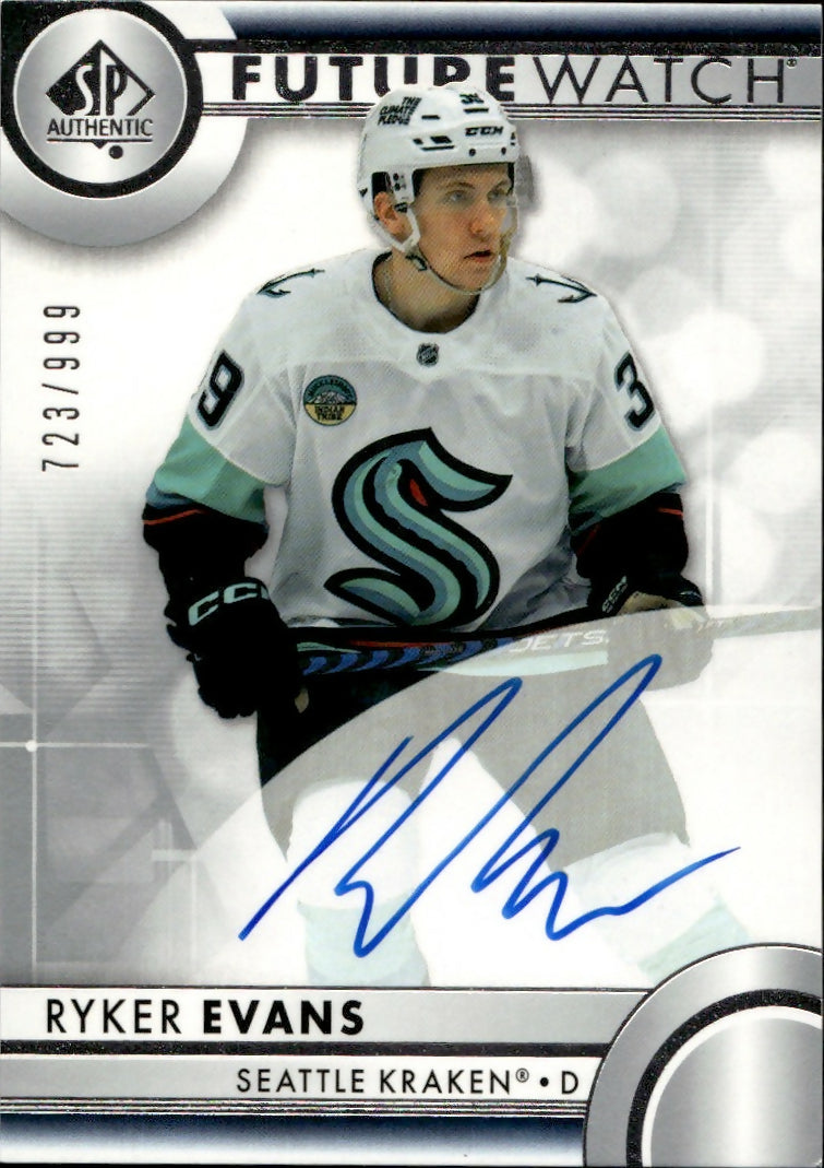2023-24 Upper Deck SP Authentic Hockey - Base - Autographed Future Watch :999 #194 Ryker Evans - Seattle Kraken - A