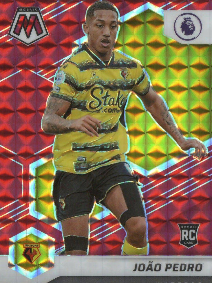 2021-22 Panini Mosaic Premier League - Base - Red Mosaic Prizm Rookie #46 Joao Pedro - Watford