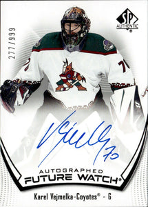 2021-22 Upper Deck SP Authentic Hockey - Base - Future Watch Auto # 170 Karel Vejmelka - Arizona Coyotes - A