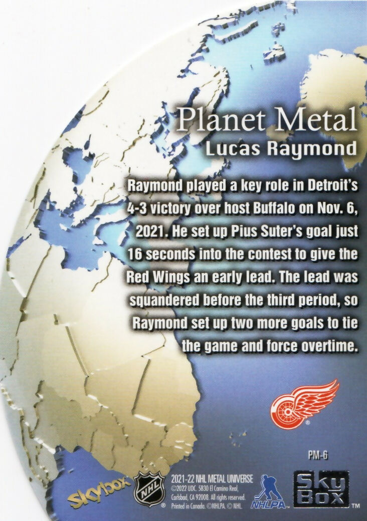 2021-22 Upper Deck Skybox Metal Universe - Planet Metal #PM-6 Lucas Raymond - Detroit Red Wings - B