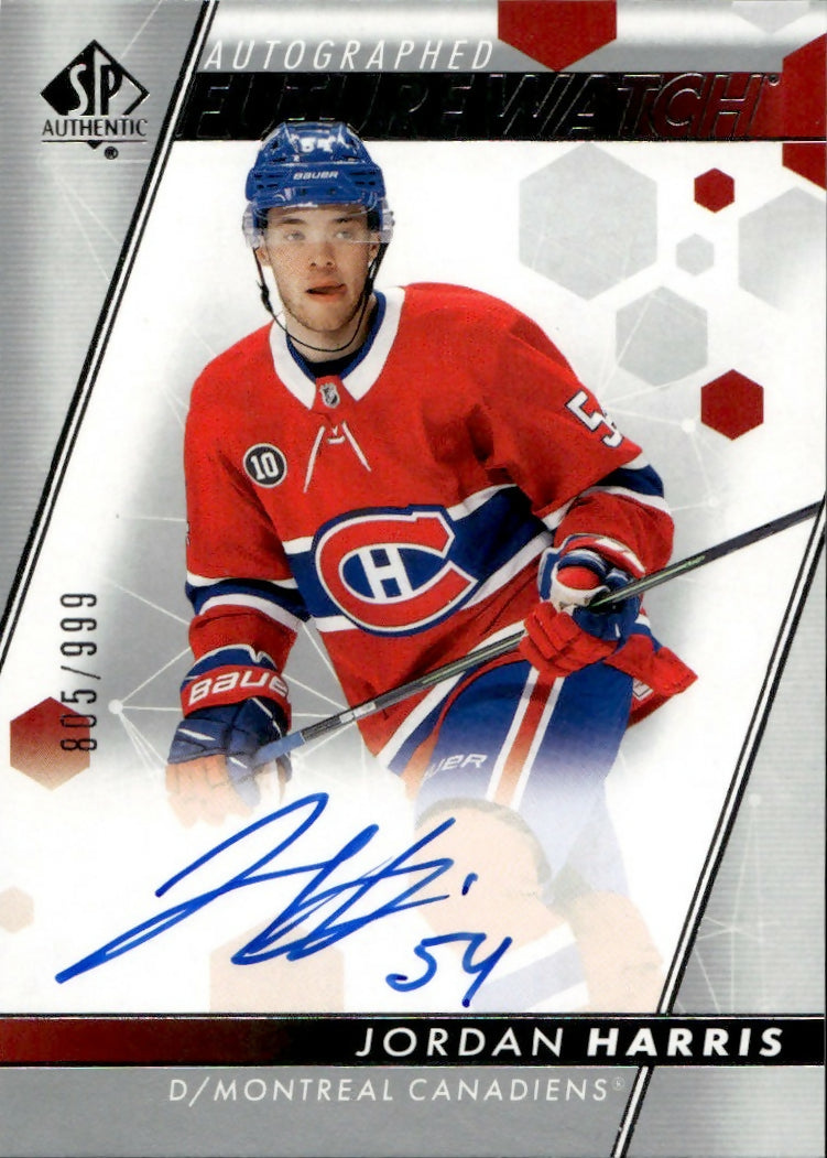 2022-23 Upper Deck SP Authentic Hockey - Base - Future Watch Auto :999 #124 Jordan Harris - Montreal Canadiens - A