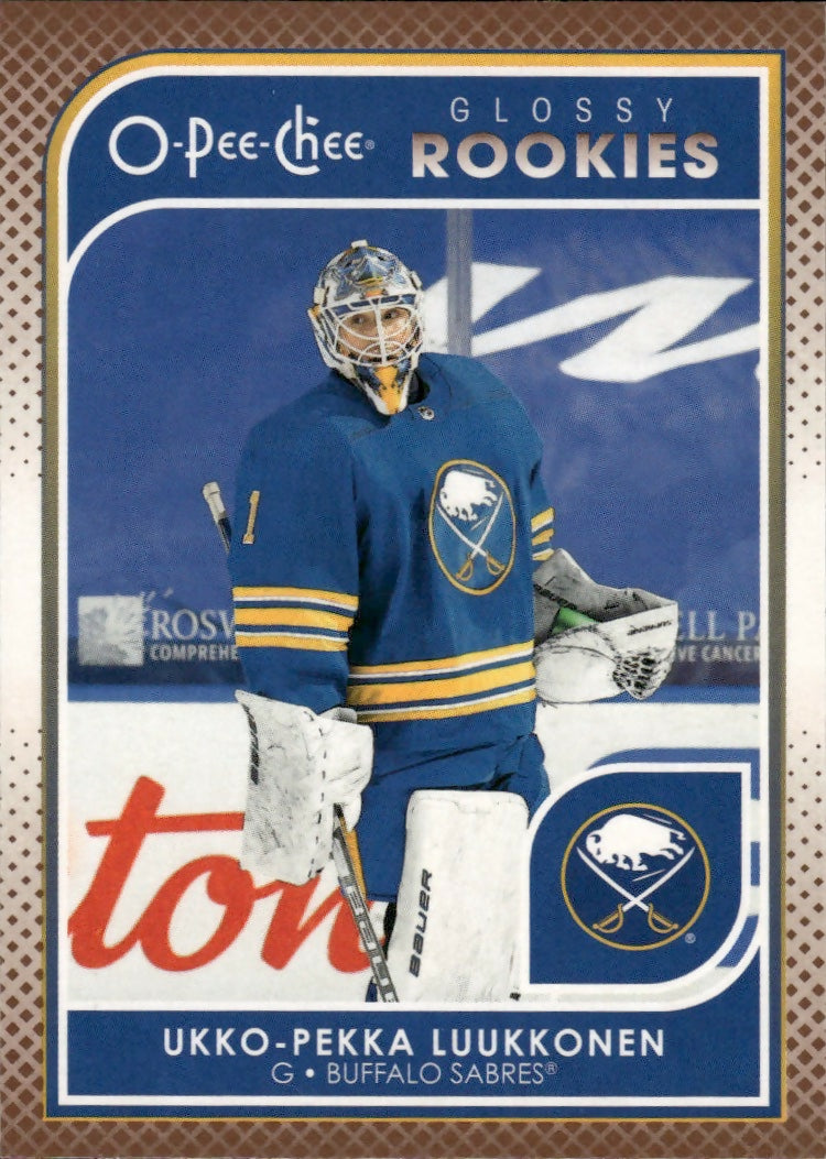 2021-22 Upper Deck Series 2 - O-Pee-Chee Update - Glossy Rookies #R-16 Ukko-Pekka Luukkonen - Buffalo Sabres - A