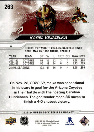 2023-24 Upper Deck Series 2 Hockey - Base #263 Karel Vejmelka - Arizona Coyotes - B