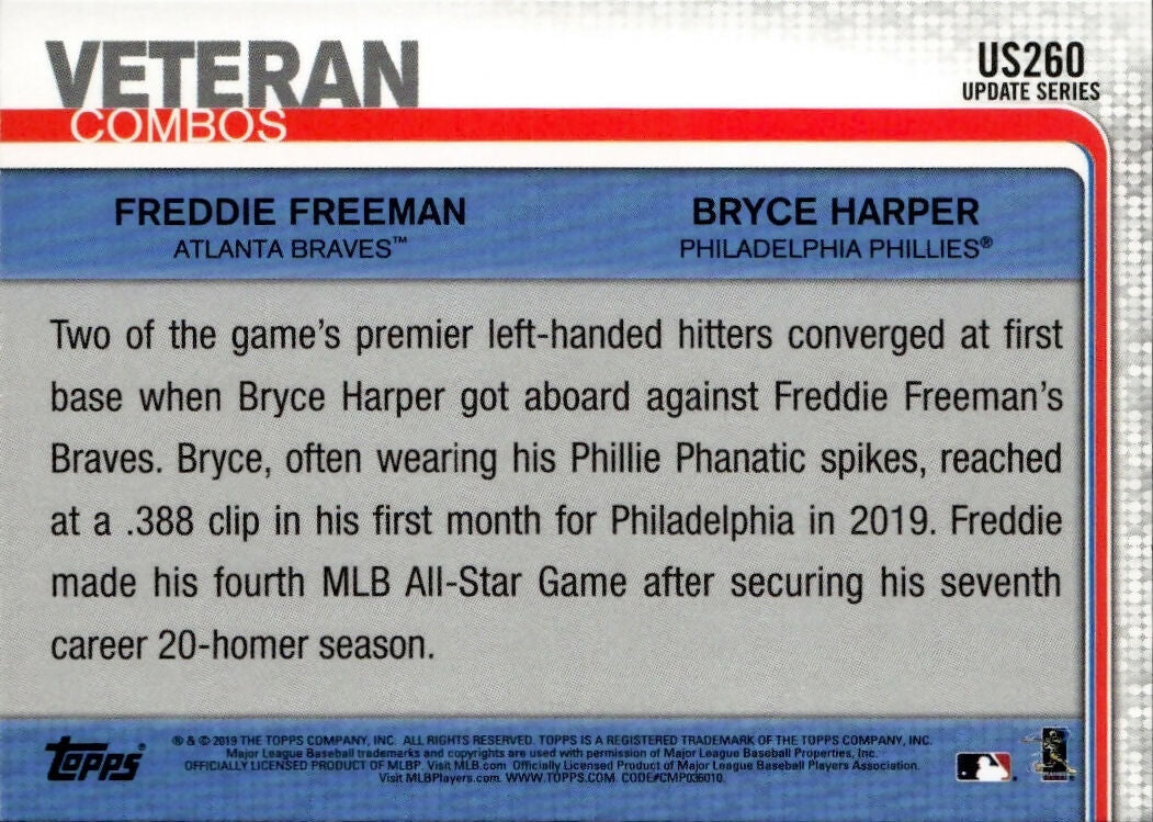 2019 Topps Update #US260 Divisional Foes (Freddie Freeman / Bryce Harper)