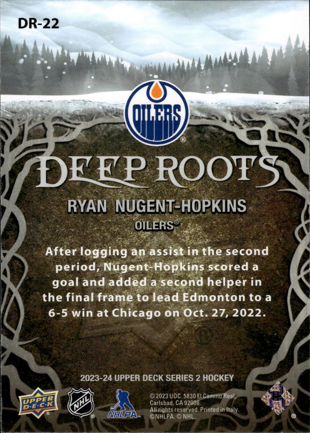 2023-24 Upper Deck Series 2 Hockey - Deep Roots #DR-22 Ryan Nugent-Hopkins - Edmonton Oilers