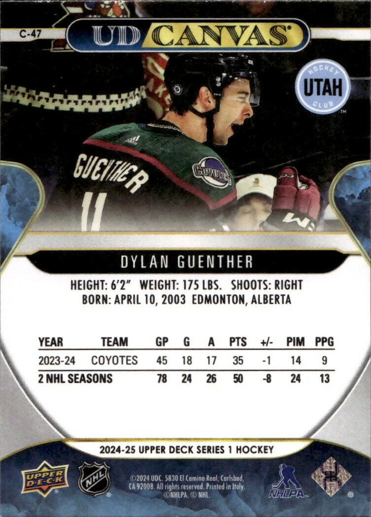 2024-25 Upper Deck Series 1 Hockey - UD Canvas #C-47 Dylan Guenther - Utah Hockey Club - B