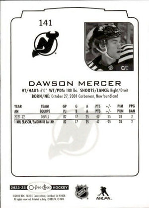 2022-23 Upper Deck O-Pee-Chee Hockey - Base - #141 Dawson Mercer - New Jersey Devils