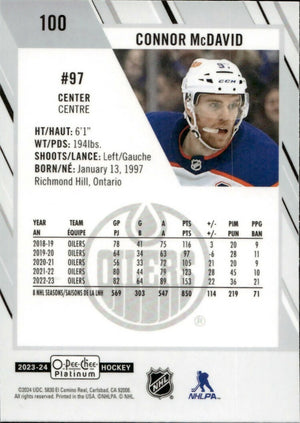 2023-24 Upper Deck O-Pee Chee Platinum Hockey - Base #100 Connor McDavid - Edmonton Oilers - B