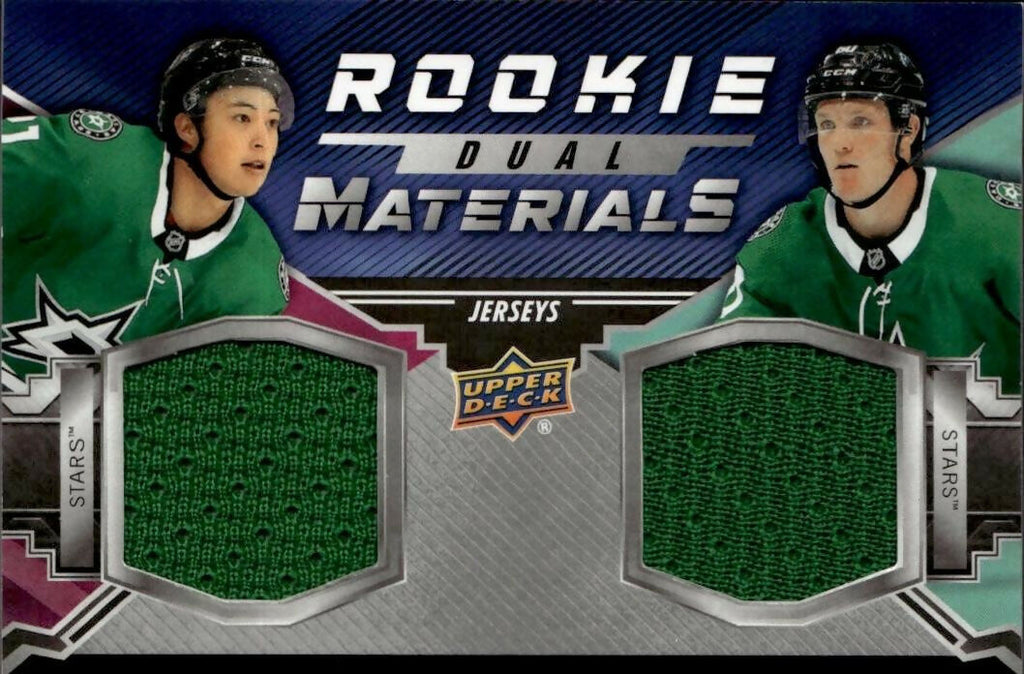 2020-21 Upper Deck Series 2 Hockey Rookie Dual Materials #RDM-RD Dallas Stars, Jason Robertson/ Ty Dellandrea