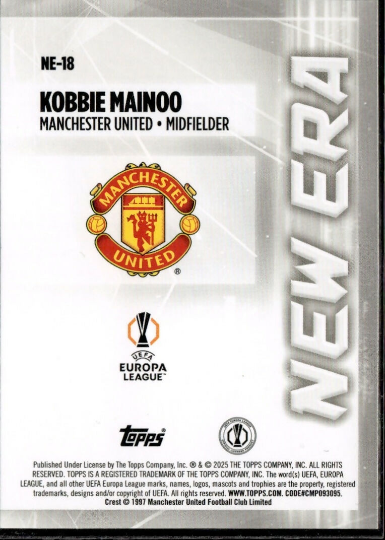 2024-25 Topps UEFA Club Competitions - New Era #NE-18 Kobbie Mainoo - Manchester United - B