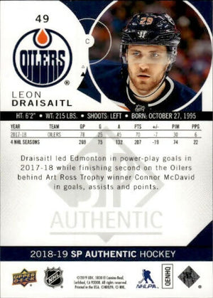 2018-19 Upper Deck SP Authentic Hockey - Base #49 Leon Draisaitl - Edmonton Oilers