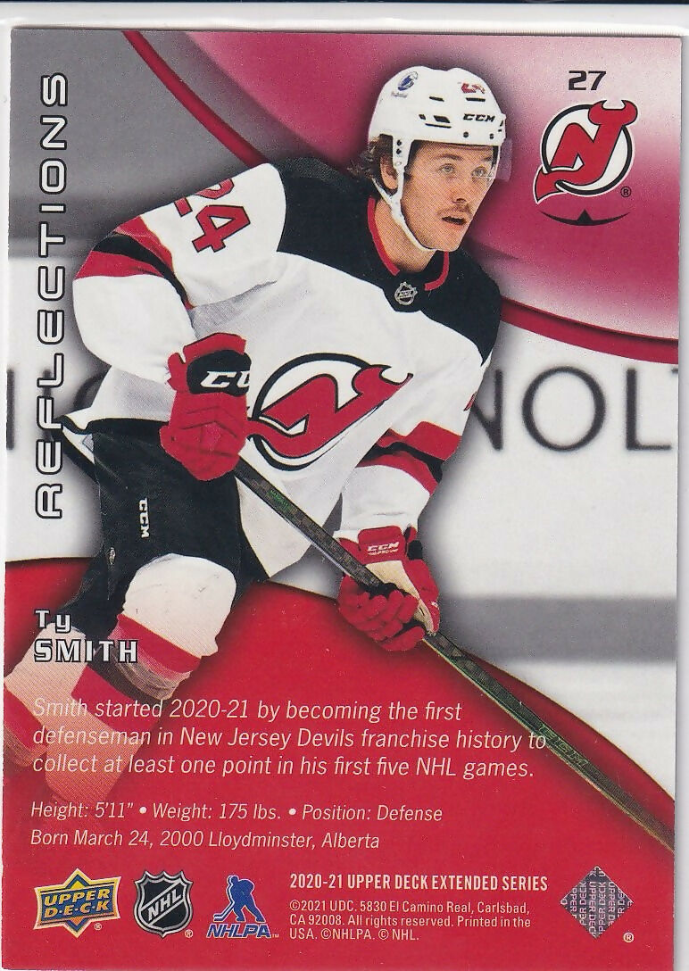 2020-21 Upper Deck Triple Dimensions Reflections Ruby #27 Ty Smith New Jersey Devils