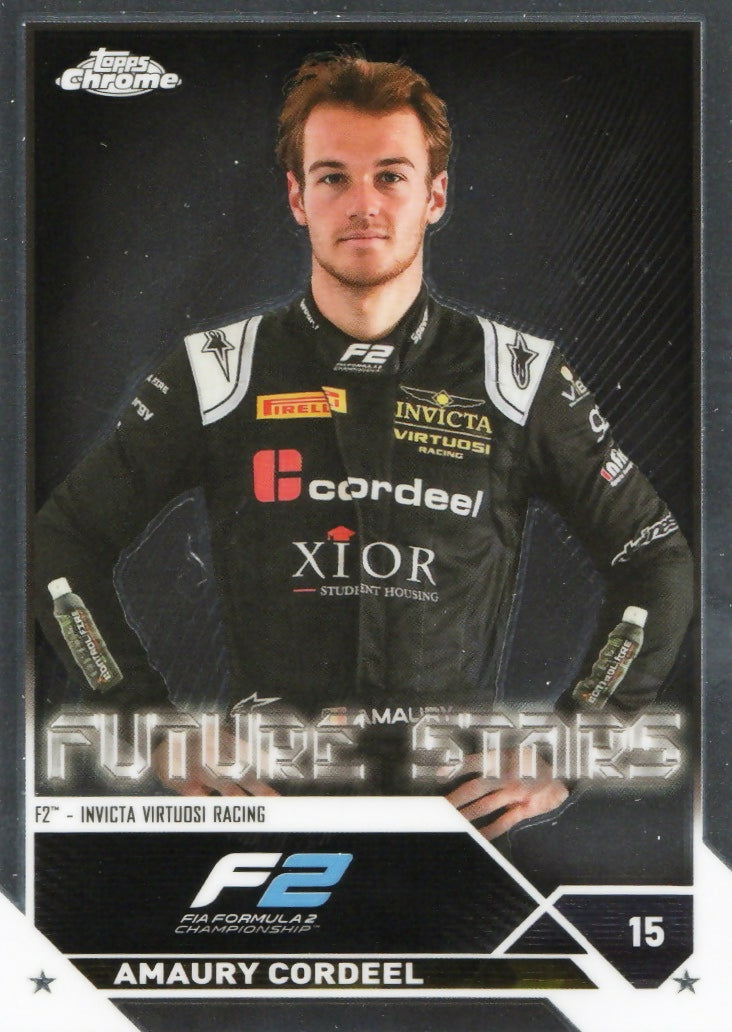 2023 Topps Chrome Formula 1 Base #73 - F2 Drivers Amaury Cordeel - F2 Invicta Virtuosi Racing - A