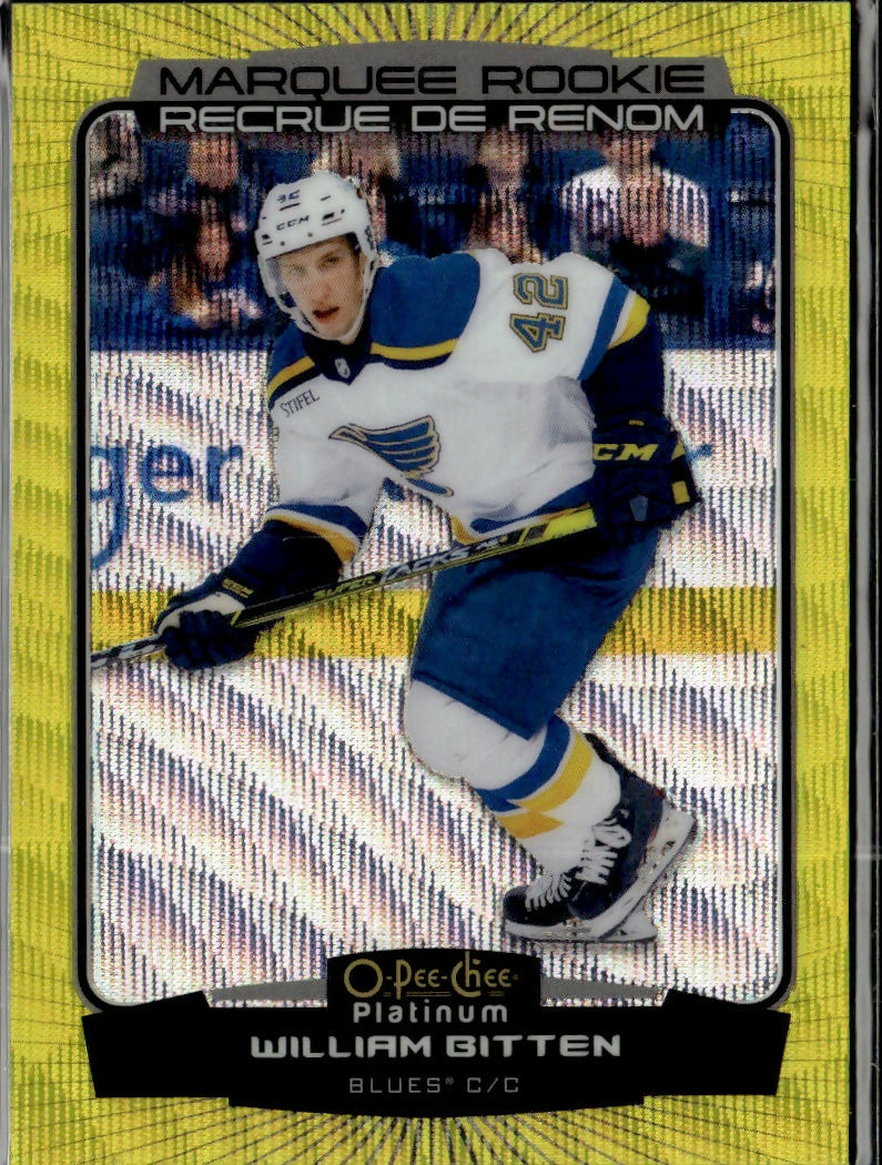 2022-23 Upper Deck O-Pee-Chee Platinum Hockey - Base - Neon Yellow Surge #275 William Bitten - St. Louis Blues - A