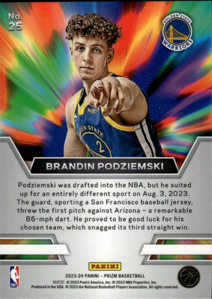 2023-24 Panini Prizm Basketball Instant Impact #25 Brandin Podziemski, Golden State Warriors - B