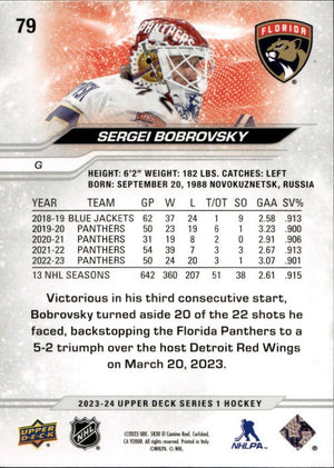 2023-24 Upper Deck Series 1 Hockey - Base #79 Sergei Bobrovsky - Florida Panthers - B