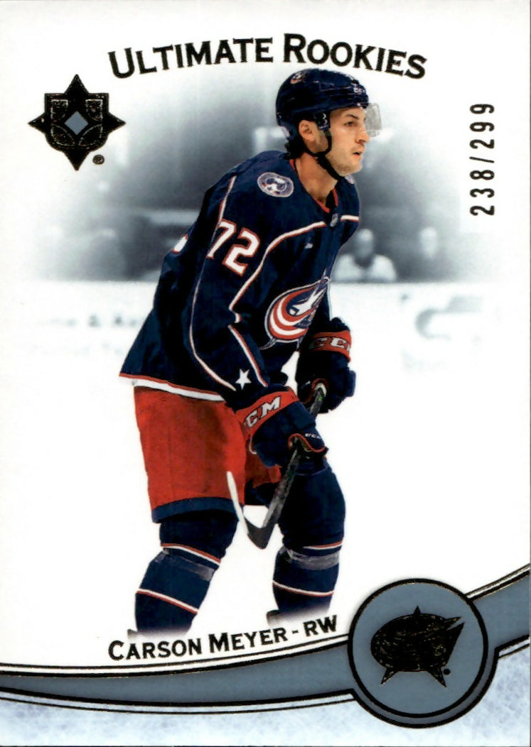 2022-23 Upper Deck Ultimate Collection Hockey - Base - Rookies :299 #128 Carson Meyer - Columbus Blue Jackets - A