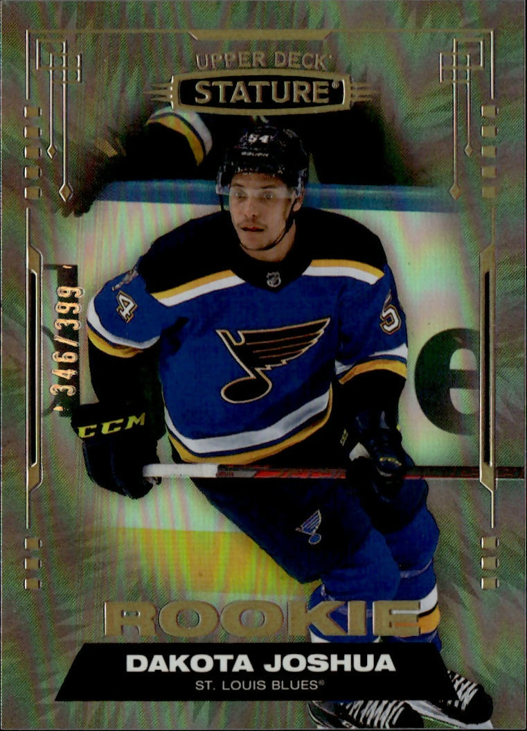 2021-22 Upper Deck Stature Hockey - Base - Rookie :399 #183 Dakota Joshua - St. Louis Blues - A